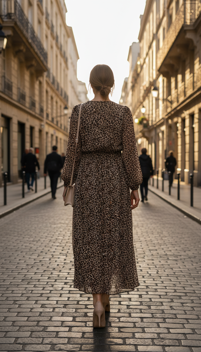 Robe fendue léopard