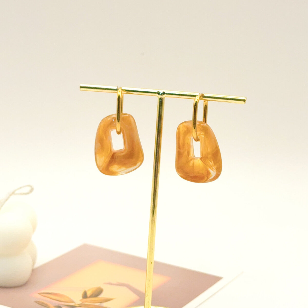 Boucles d'oreilles forme irrégulière - Taupe