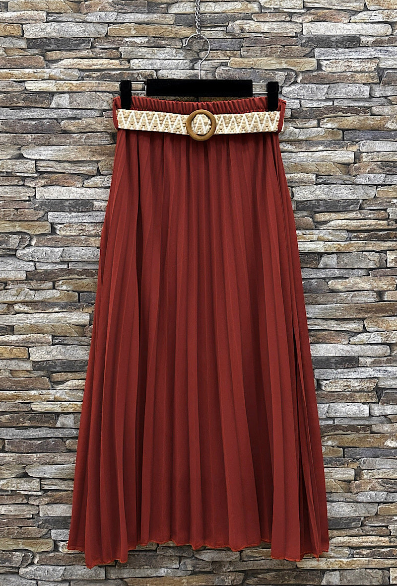 Jupe plissée fluide et ceinture Romy