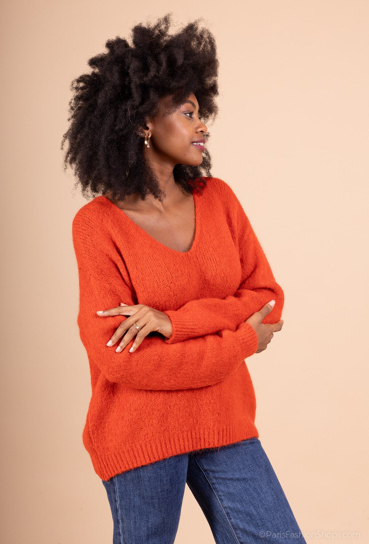 Pull col V en alpaga