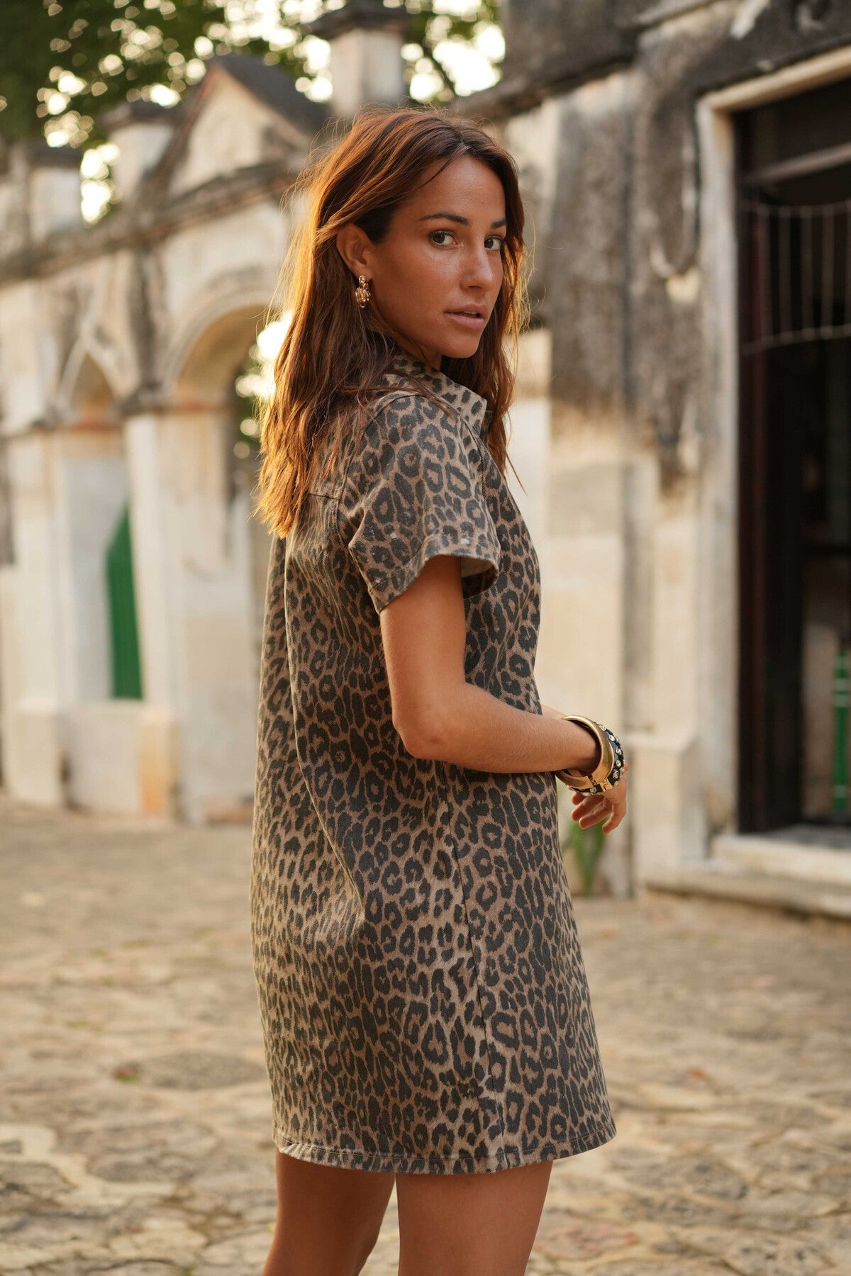 Robe courte léopard