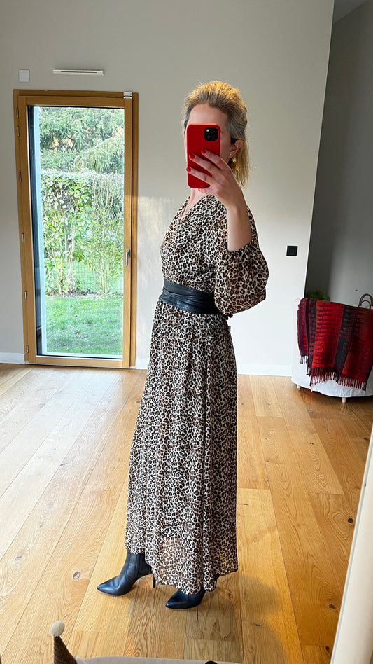 Robe fendue léopard