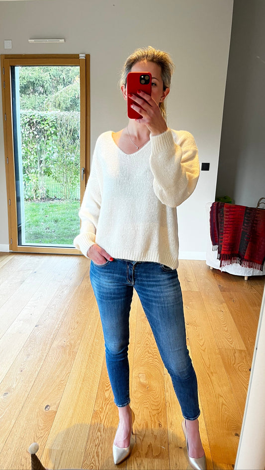 Pull col V en alpaga