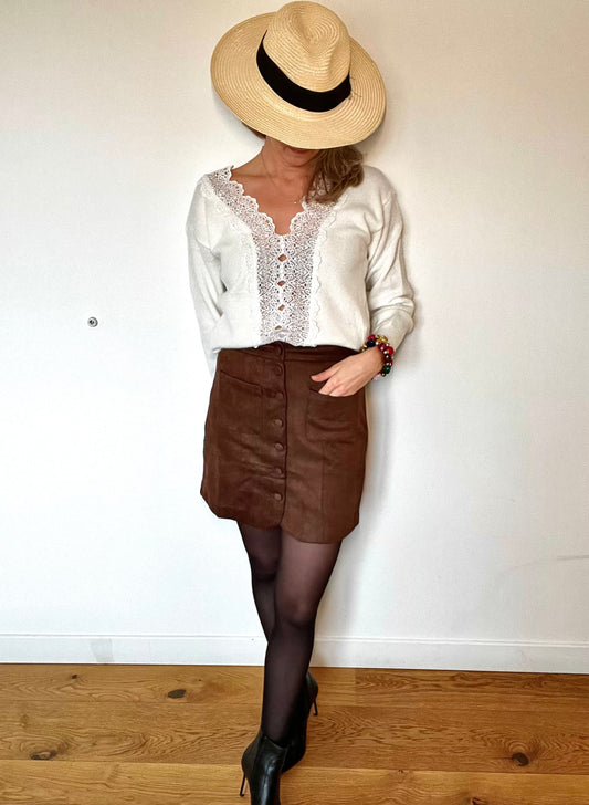 Jupe courte Perrine - Chocolat