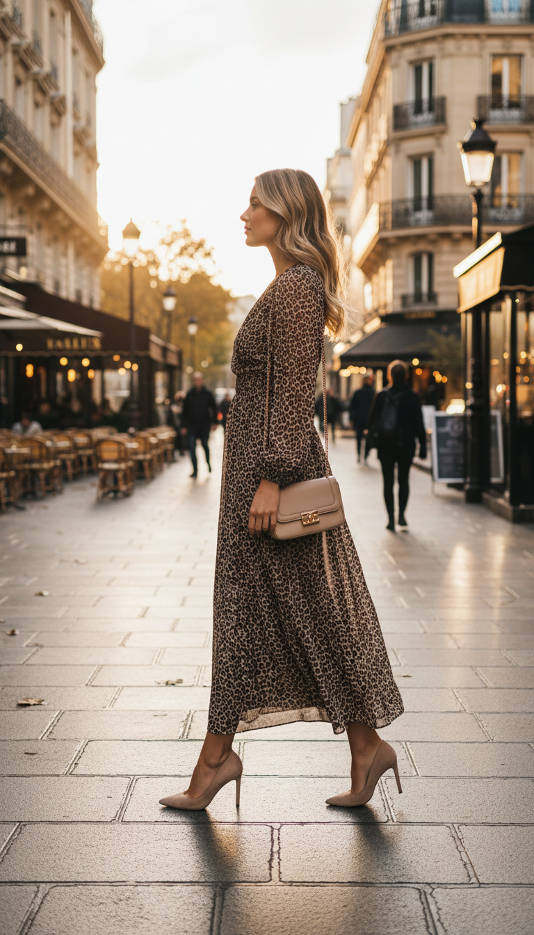 Robe fendue léopard